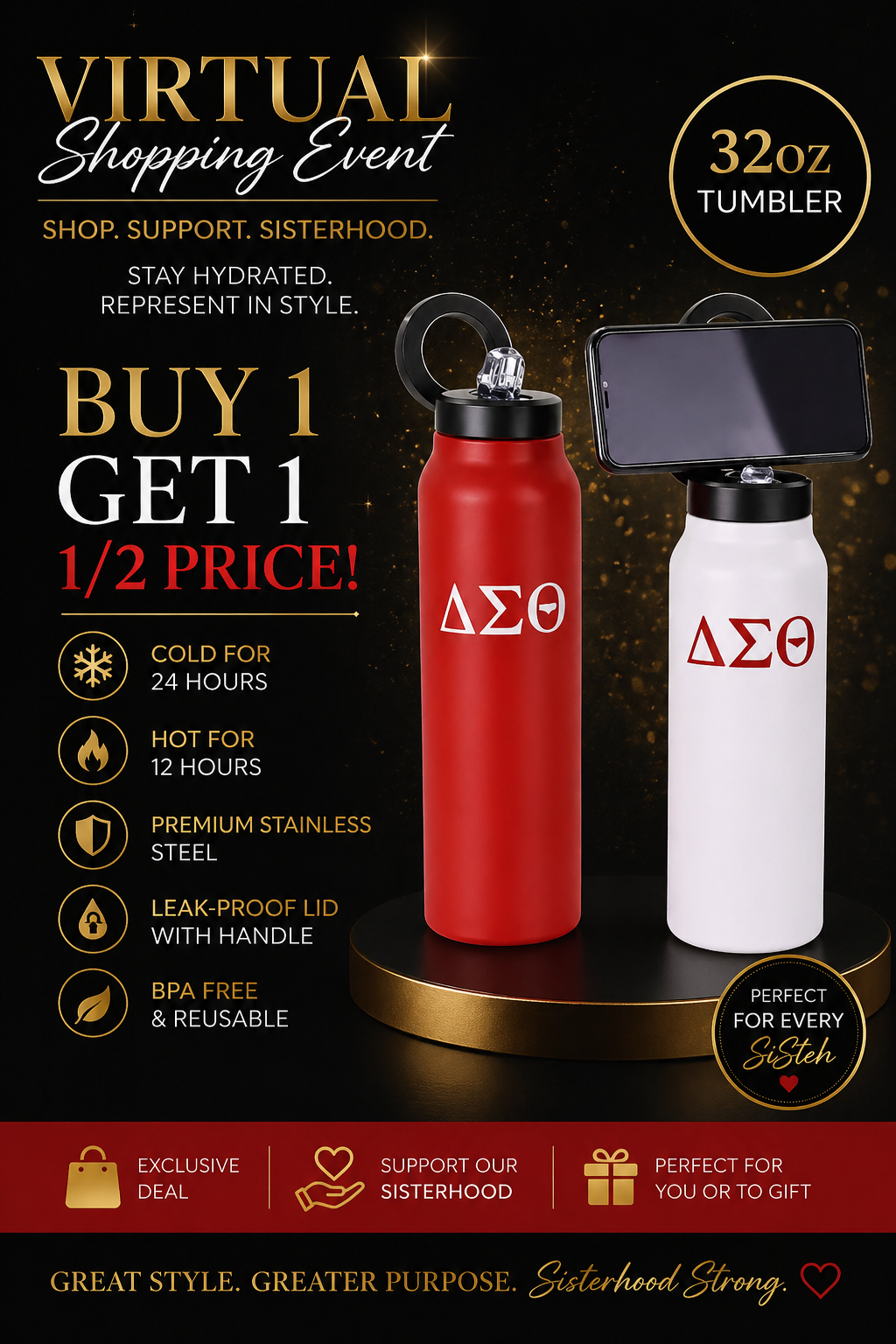 32oz Tumbler with Magnetic phone Holder